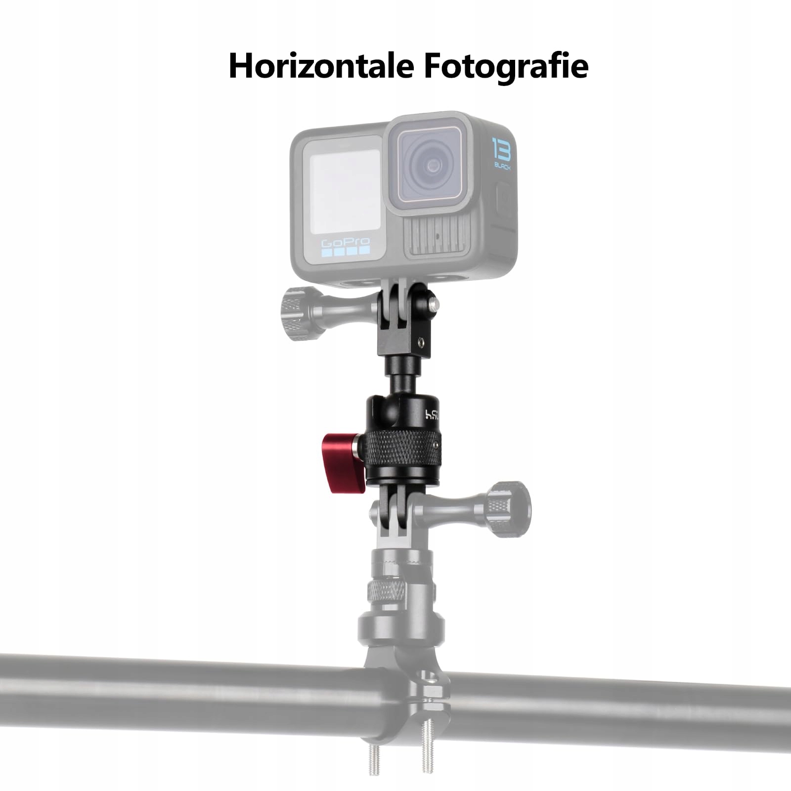 Adapter 360 Stopni Do Kamer Sportowych GoPro Ramię Aluminium Czerwone HSU — miniatura 4