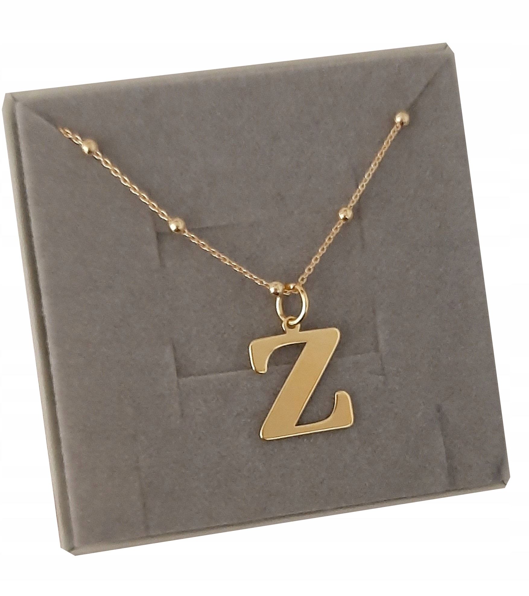 

Złoty łańcuszek kulkowy z dużą literką Z SREBRO925