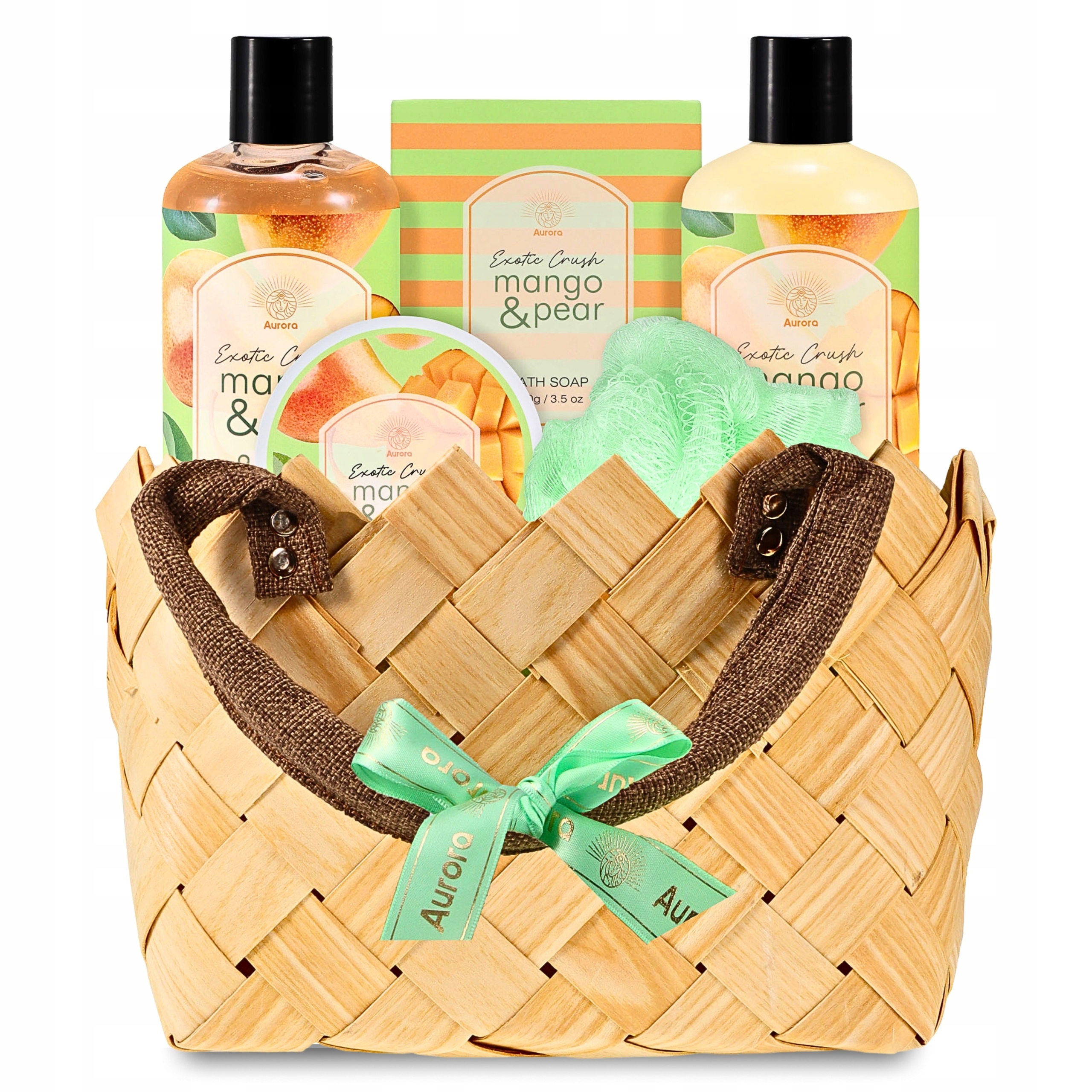 Aurora Zestaw Prezentowy 5 Kosmetyków Mango Gruszka w Wiklinowej Torebce