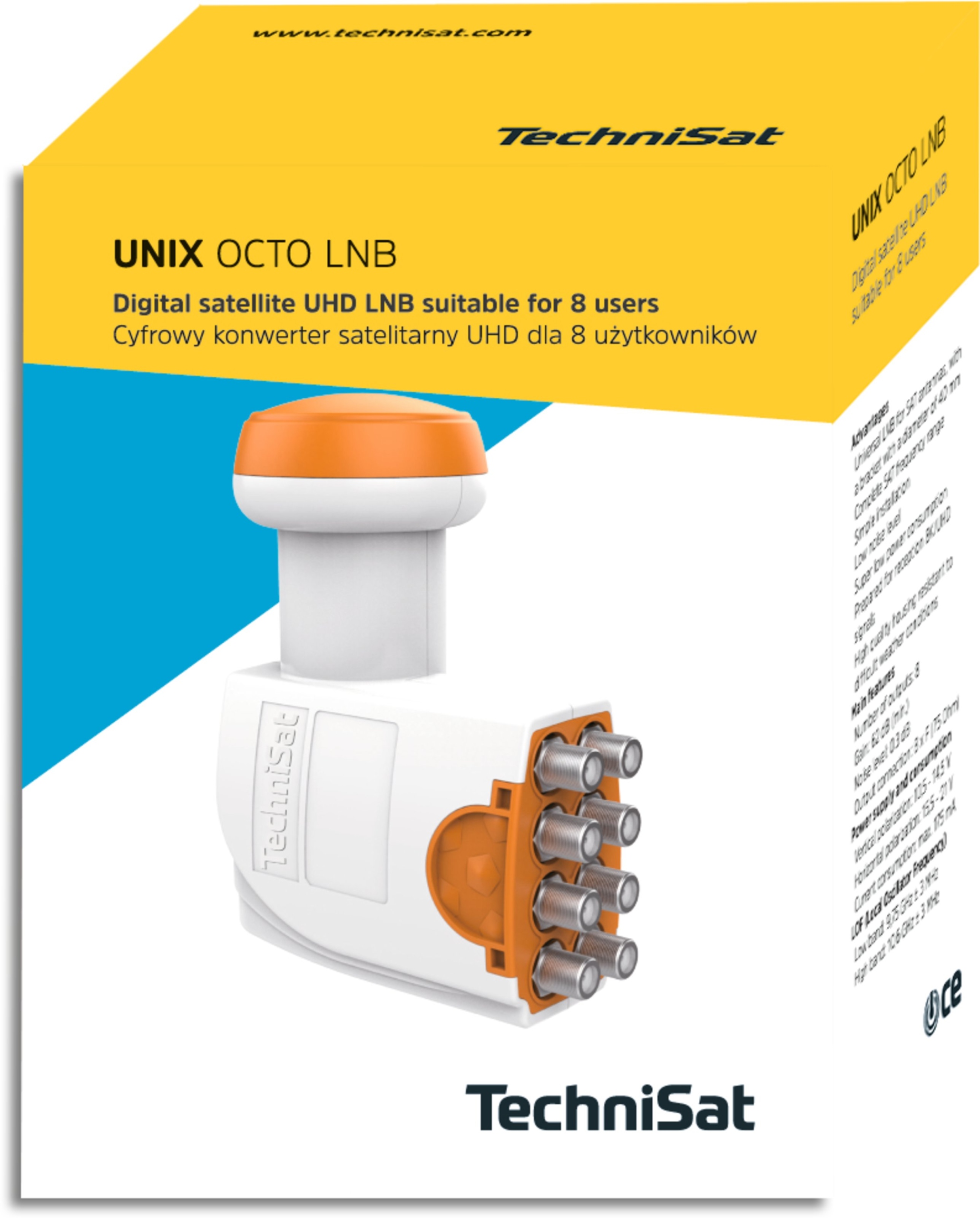 Konwerter SAT LNB TechniSat OCTO 8 Wejść Dekoder Polsat Canal+ Multiroom 4K Marka TechniSat