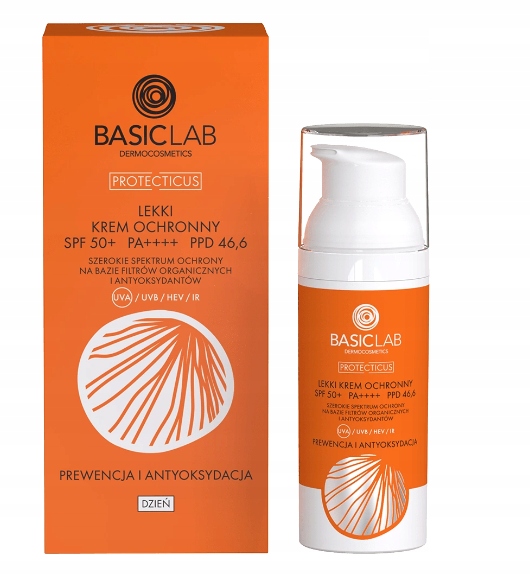 Basiclab Krem Ochronny Spf 50+ Lekki 50 ml Ochrona Nawilżenie Makijaż