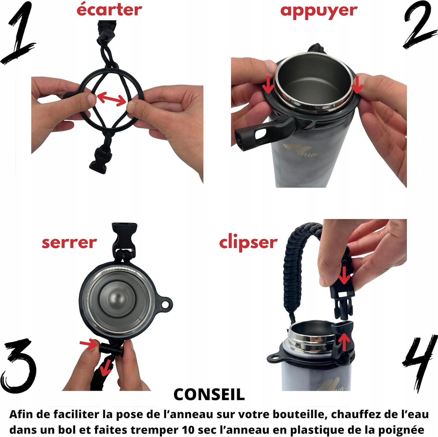 UCHWYT NA BUTELKĘ BIDON do wody Pasek SZNUREK uniwersalny na wycieczki Rozmiar niestandardowy