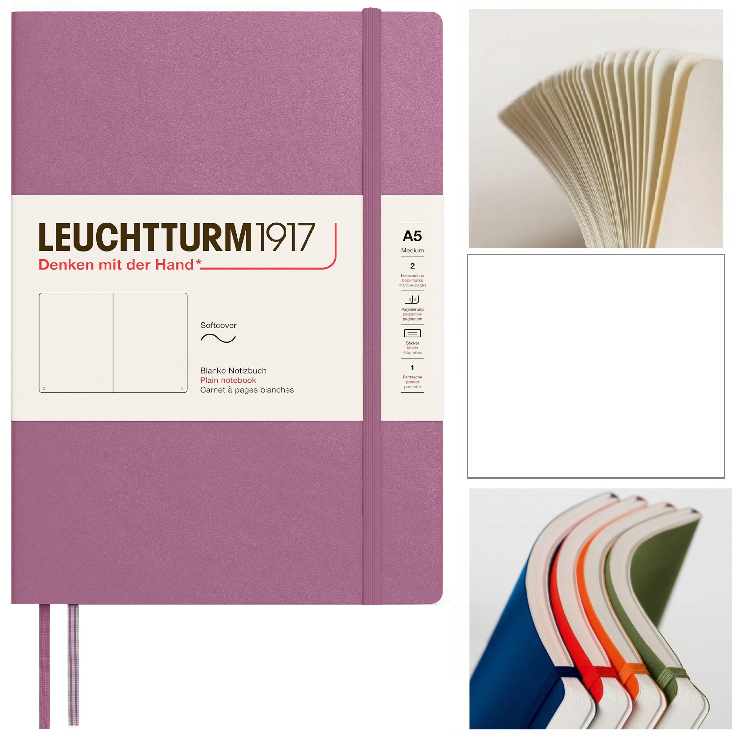 LEUCHTTURM1917 Notatnik Notes A5 Gładki miękka oprawa szkicownik Dusty Rose