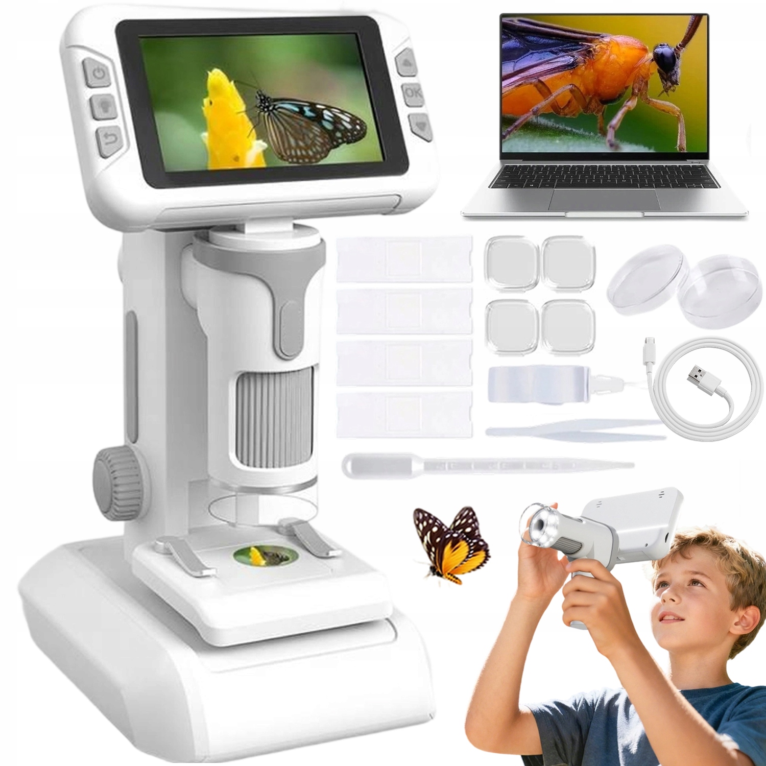 Digitální Vzdělávací Displej Mikroskop 1600X Usb 6 Led Diod Pro Děti