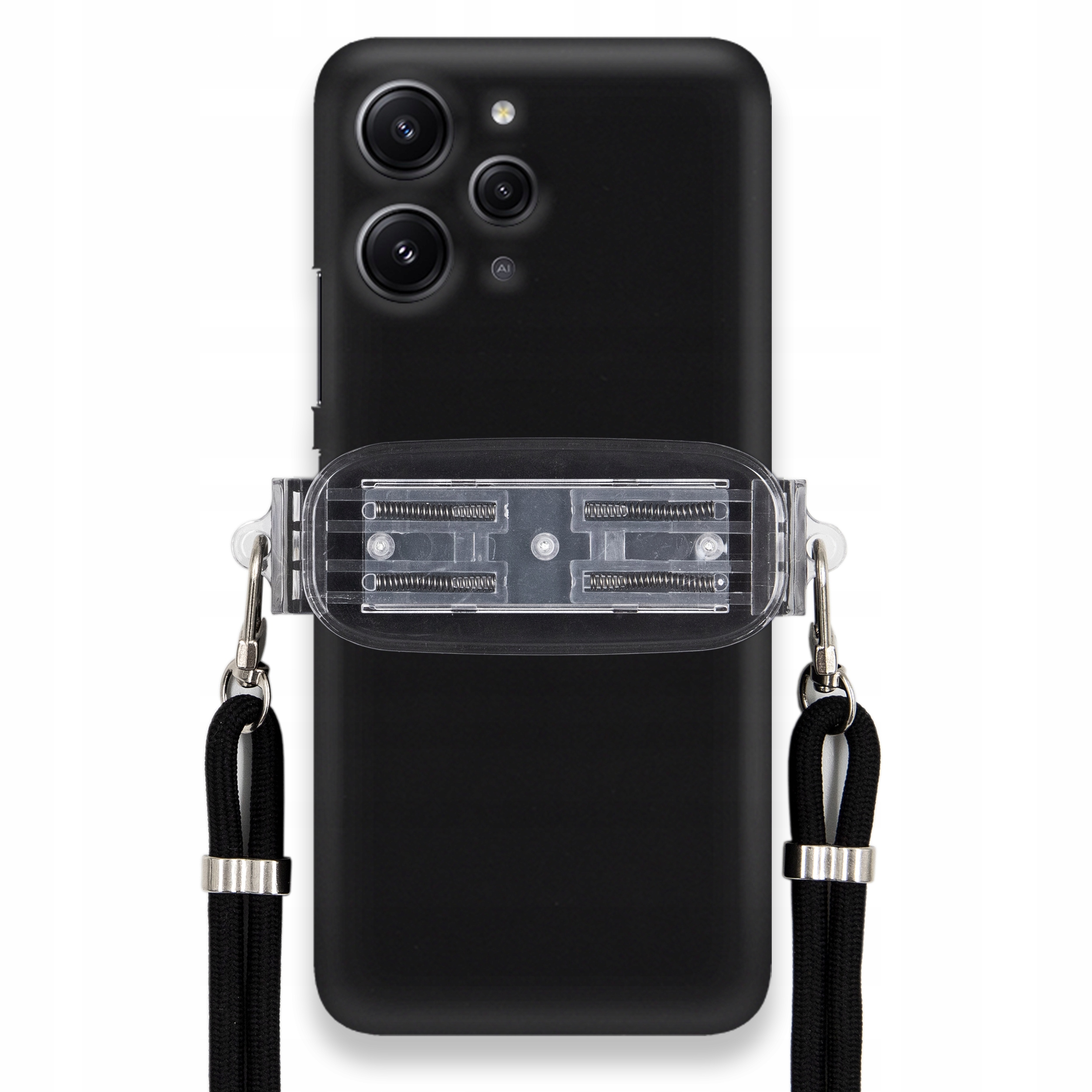 Puzdro Pre Xiaomi Redmi 12 4G Smooth Case Univerzálny Držiak Čierna Šnúrka