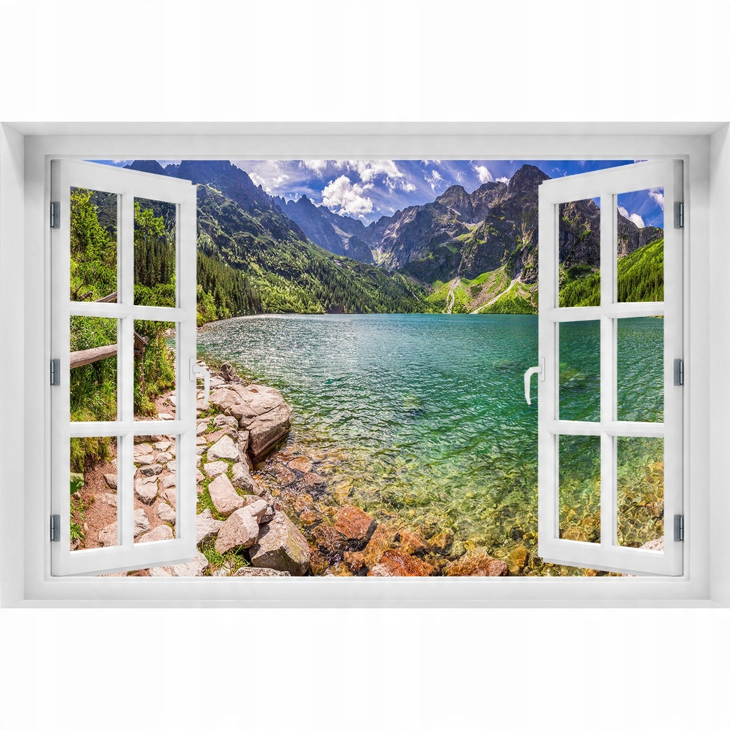 

3D Okno Naklejka na ścianę Morskie oko Tatry