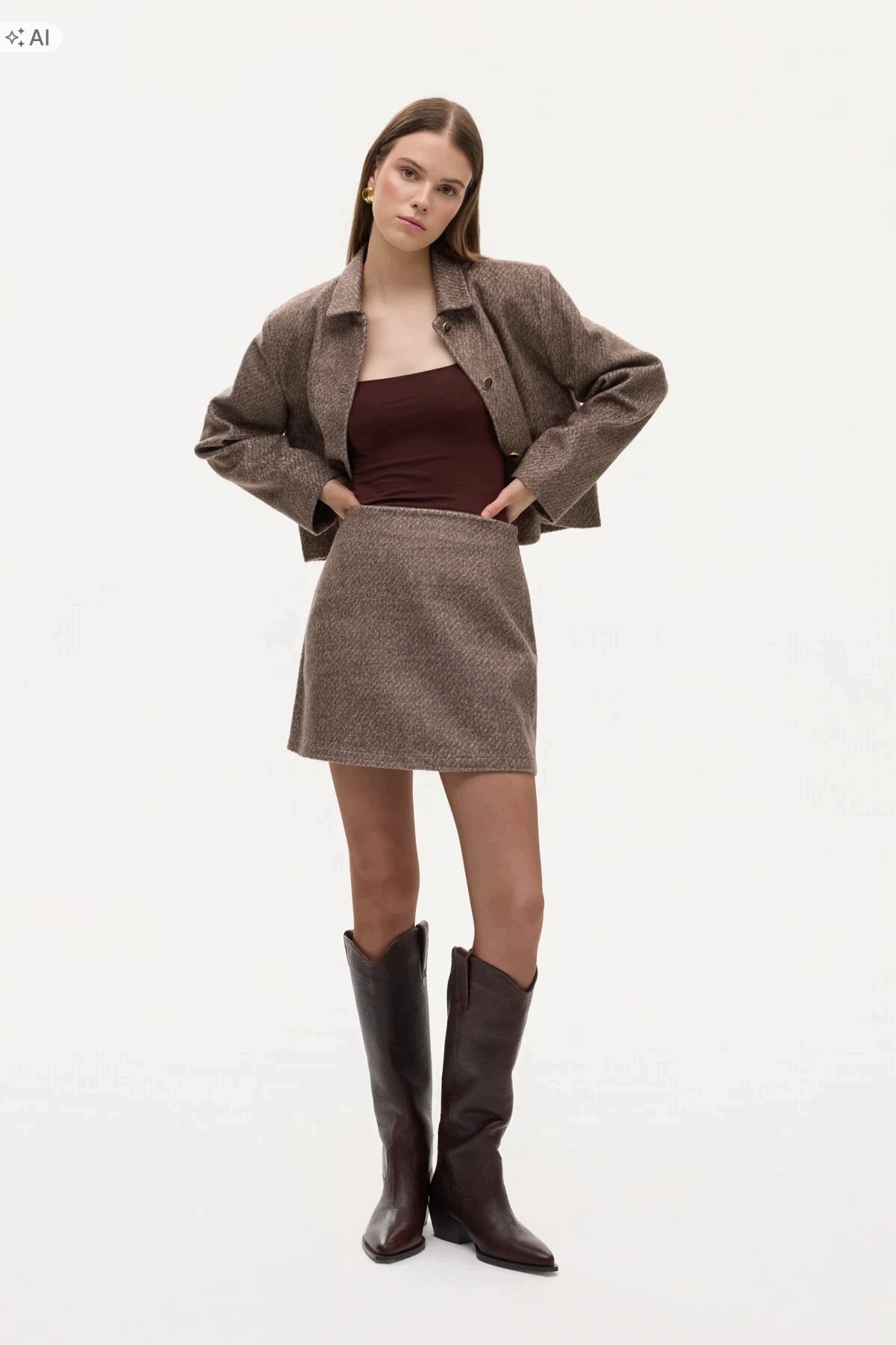 Krátká Melírovaná Sukně V Elegantním Stylu L 5IA