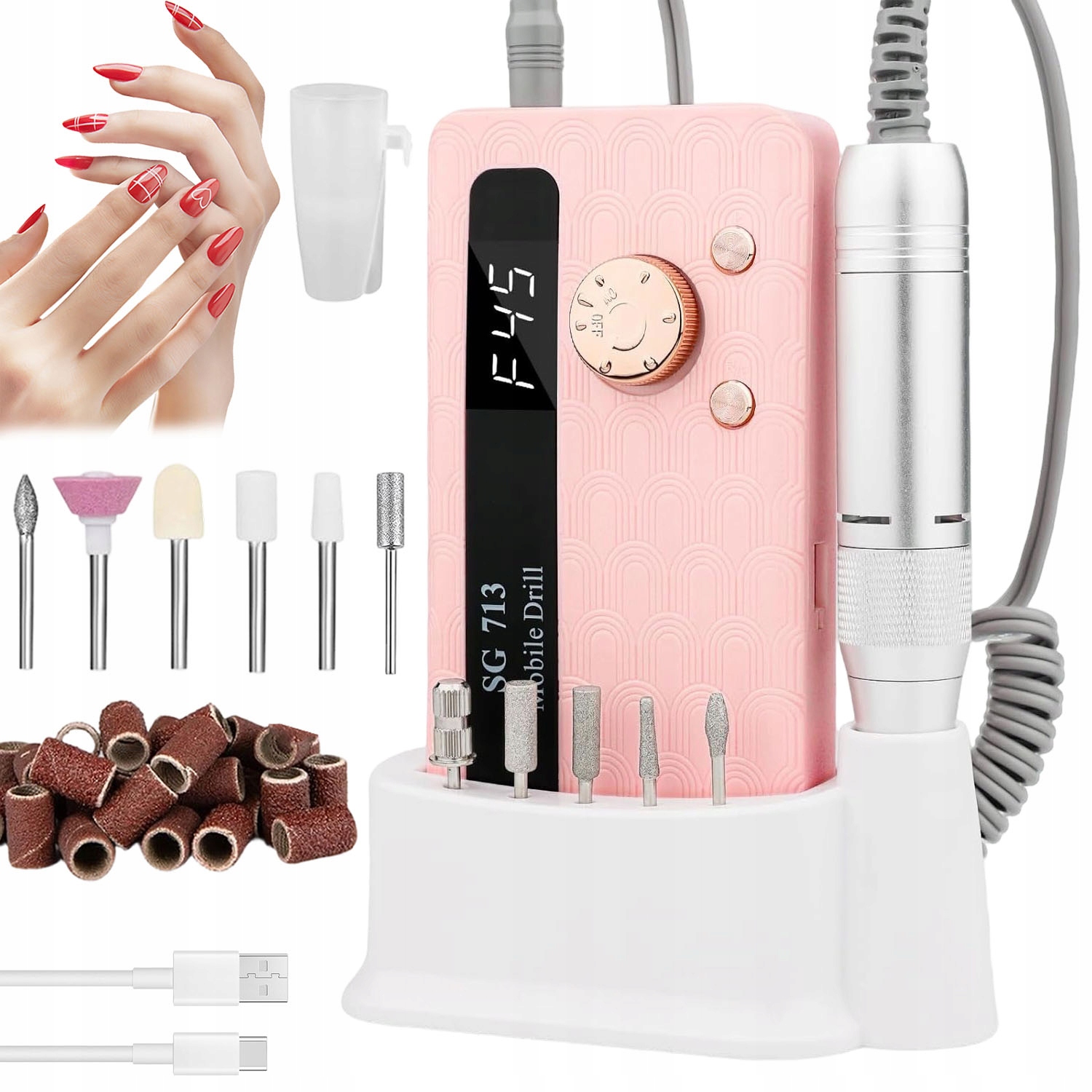 Bruska 36W Manikúra Pedikúra Sada Fréz 45000RPM Přenosná