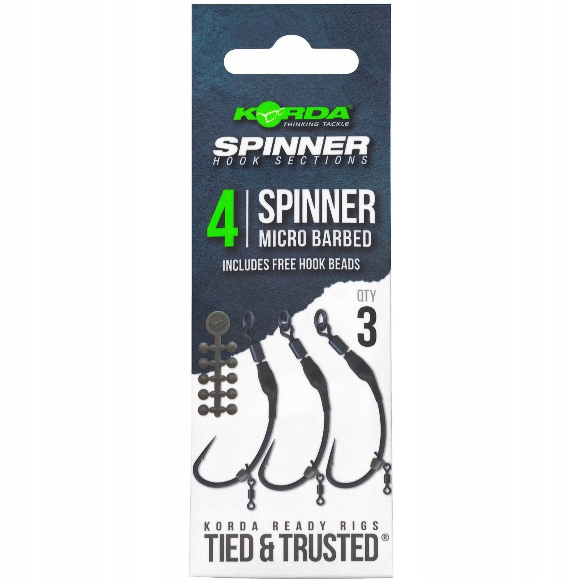 Przypony Korda Spinner Hook Sections Spinner Barbless Rozmiar 4