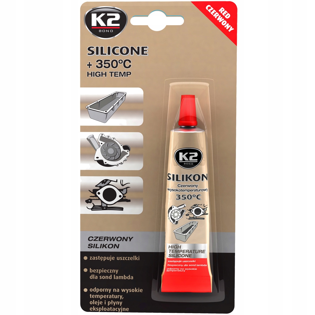 

K2 Silikon Czerwony +350°C 21G Wysokotemperaturowy