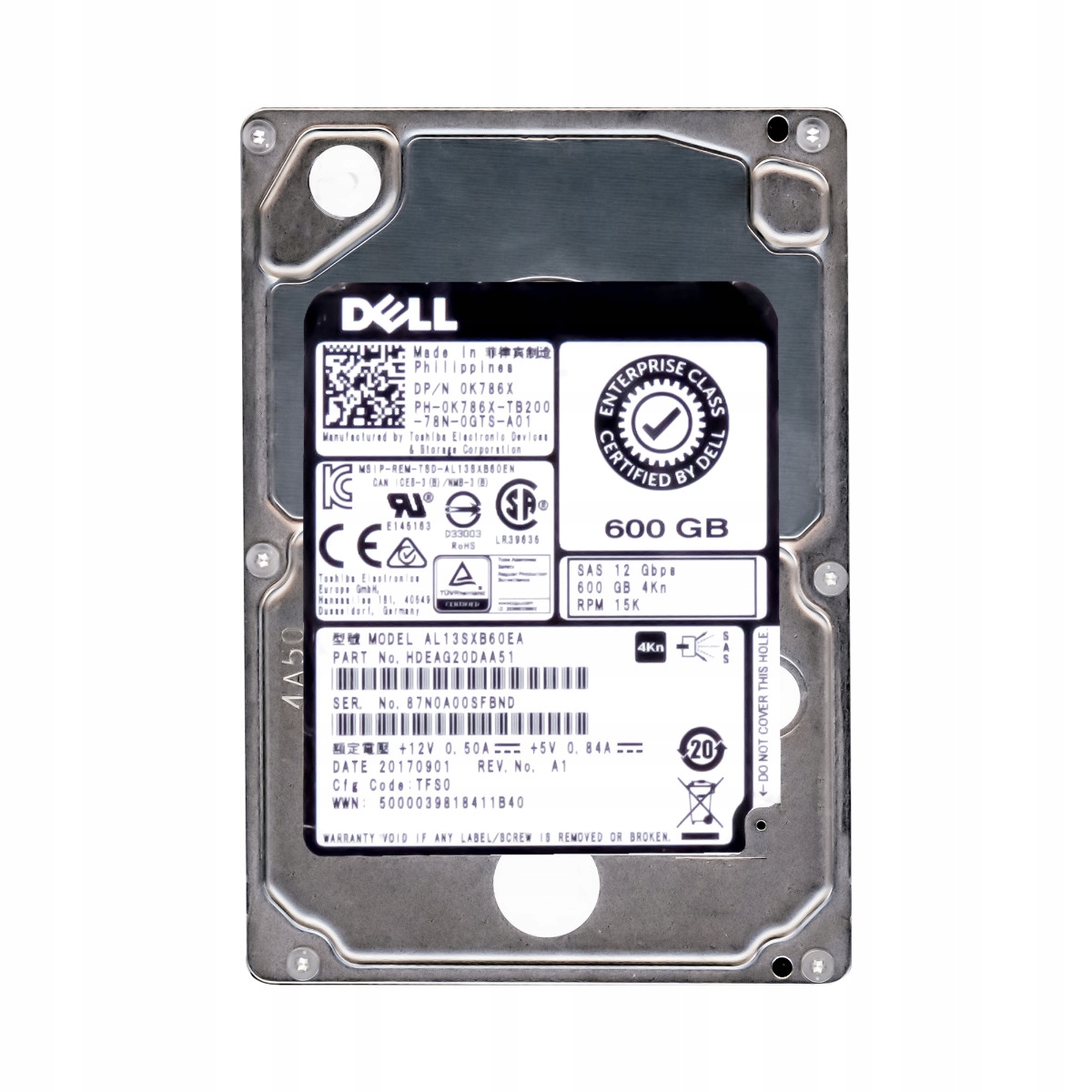 Dell 0K786X 600GB 15K 128MB SAS-3 2.5'' AL13SXB60EA