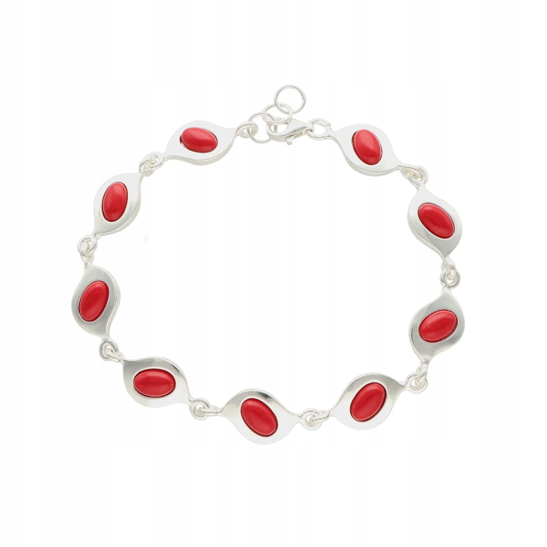 Náramek s korálem, hladké stříbro