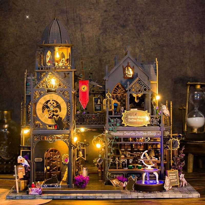 Miniaturowy Domek Wieża Złotego Zegara Układanka 3D Miasto Diy Led