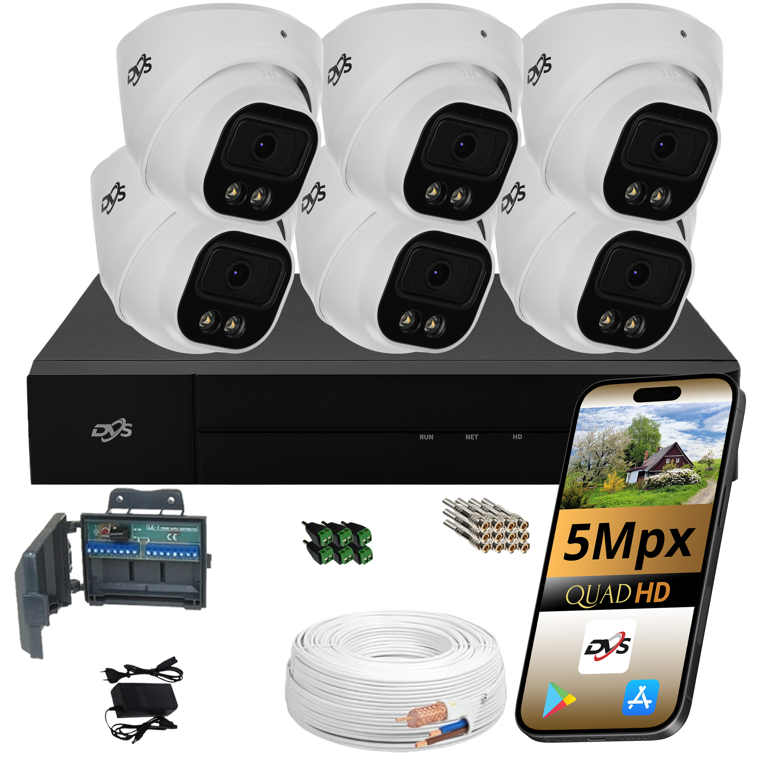 Sada 6 Venkovních Kamer Pro Analogové Monitorování 5Mpx Dvs Dual 6 Ks