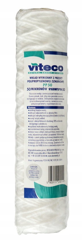 

Wkład Filtracyjny Sznurkowy Filtra Sp 10/50 Viteco