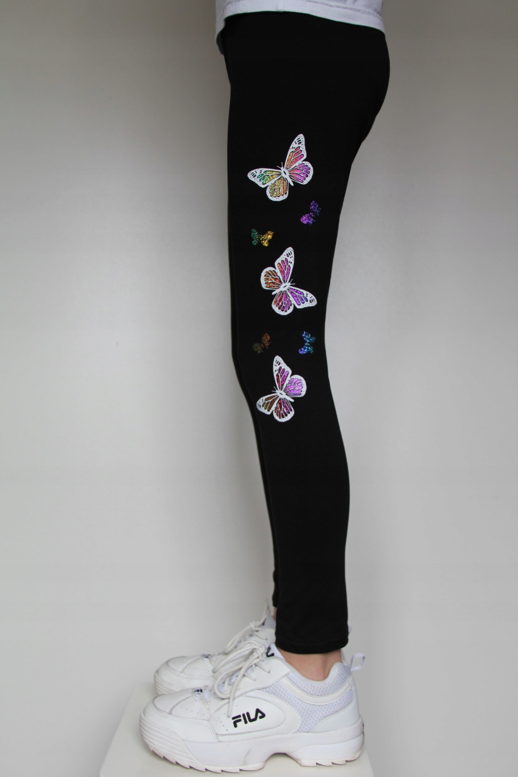 Legginsy Getry Dziecięce CZARNE sito MOTYLKI 140 Marka Inna marka