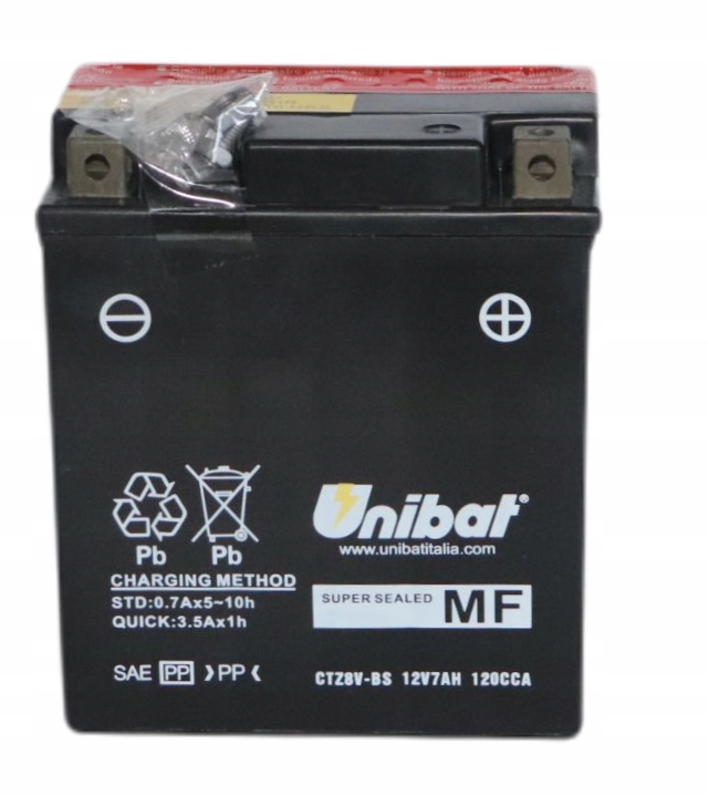 Акумулятор Unibat CTZ8V-BS 7Ah 120A P+ 12V