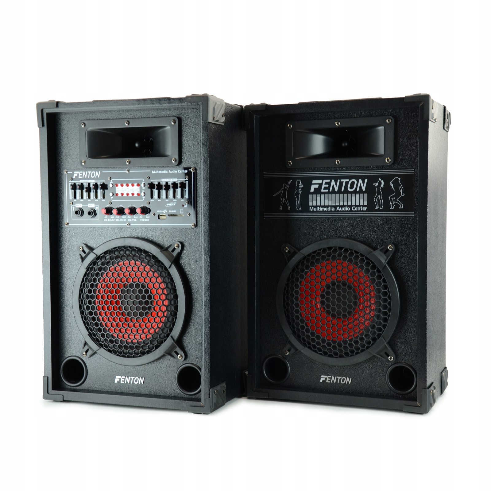 Aktywny zestaw nagłośnieniowy 2x300W USB SD BT Złącza USB wejście mikrofonowe