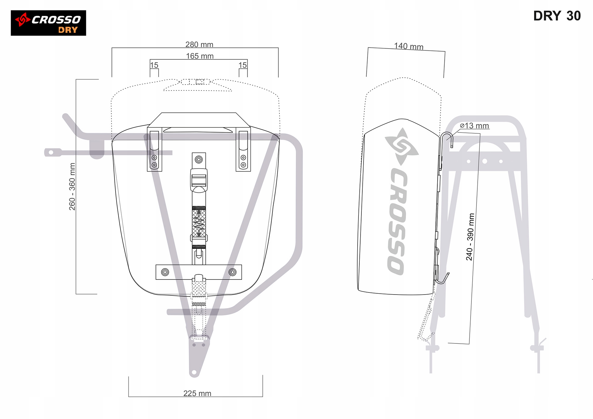 Sakwy Crosso Dry 30 / System Crosso - Żółty kolor Model Dry