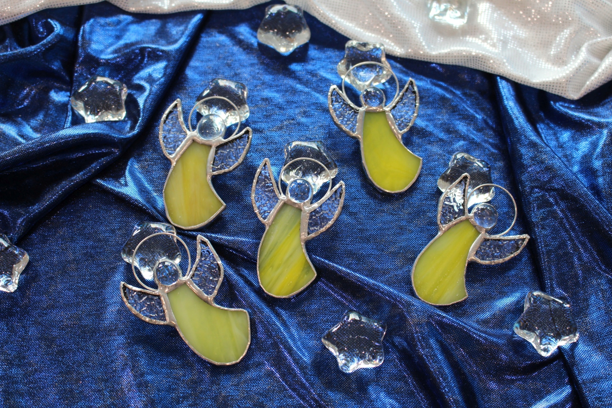 Aniołki witrażowe Tiffany ZESTAW 5szt. Żółty