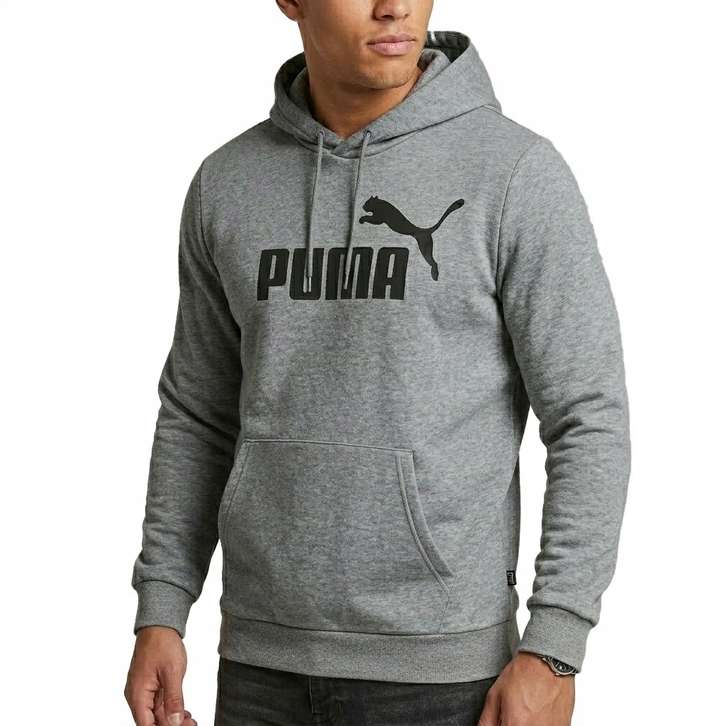 3393 Pánská Mikina Puma Klokanka S Kapucí Sportovní Ess Big Logo Šedá XL