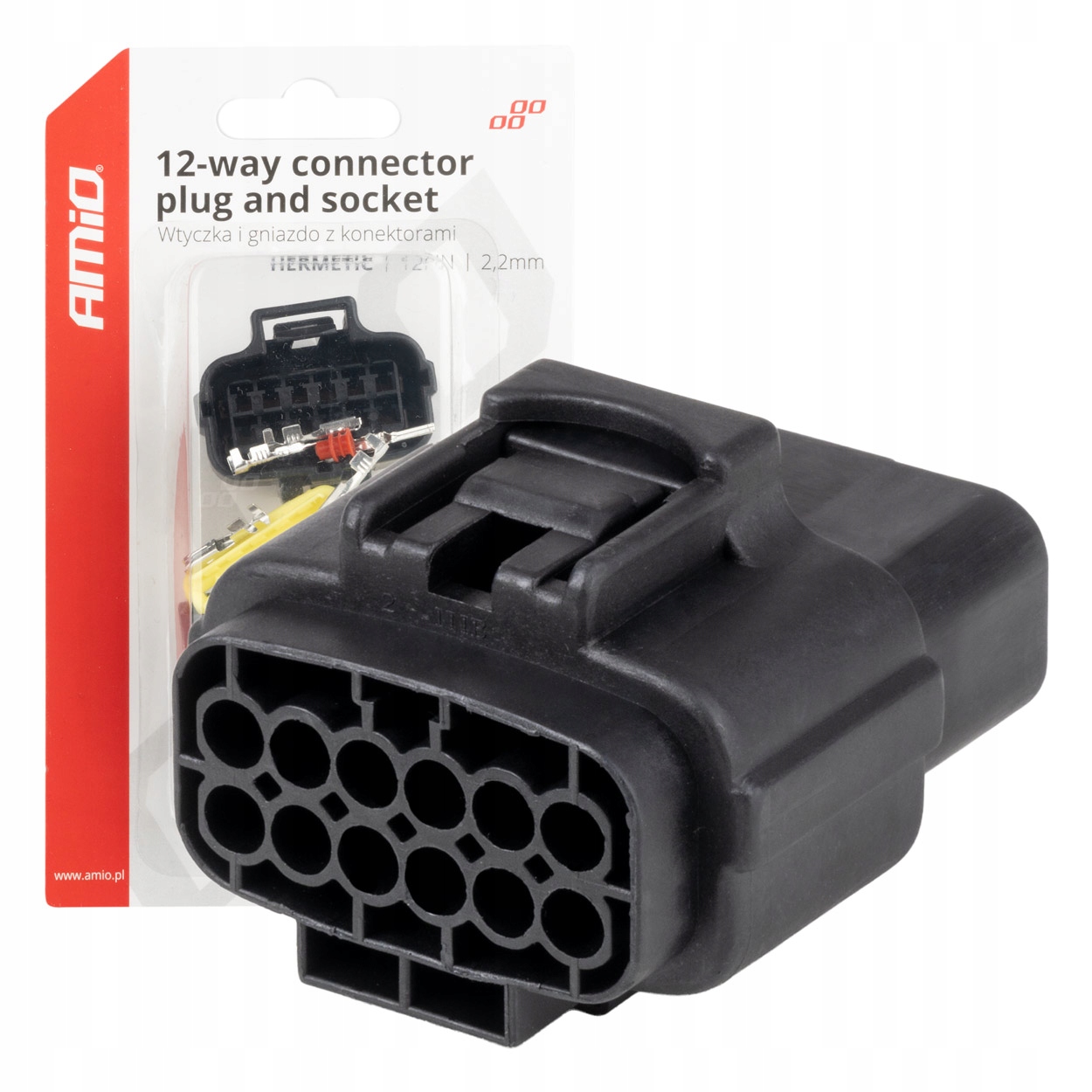 Złącze elektryczne wodoodporne zestaw 12 Pin 2.2mm AMIO-04352