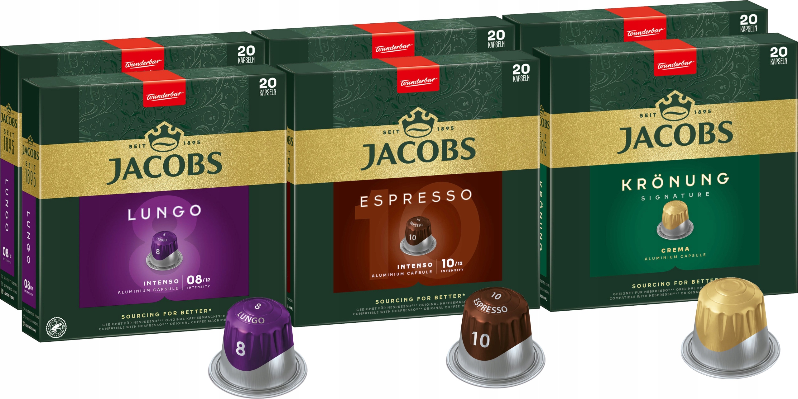 Sada Káva Nespresso Jacobs Intenso Espresso Kronung 120 Kusů