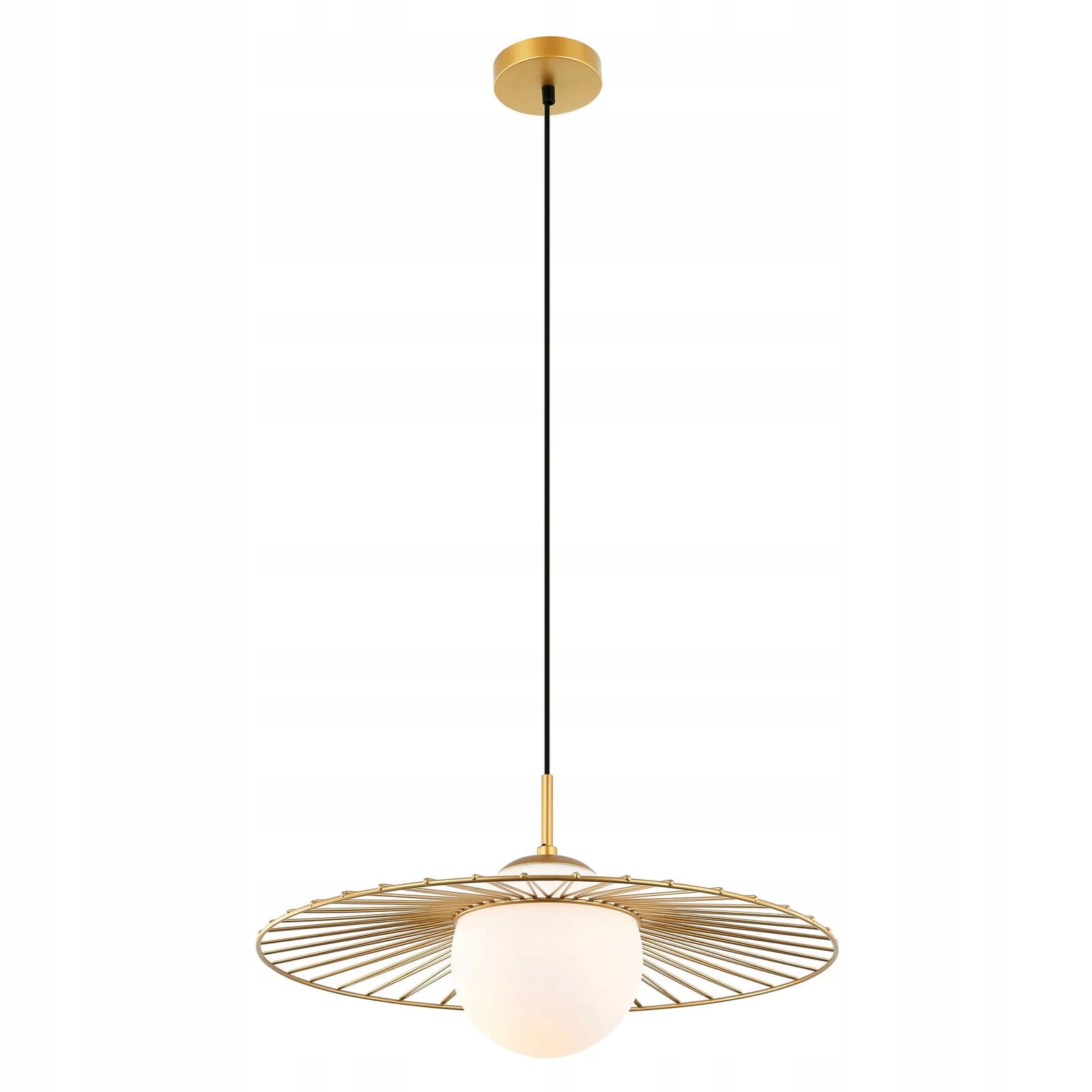 Závesná lampa klobúk sklenená guľa zlatá Italux