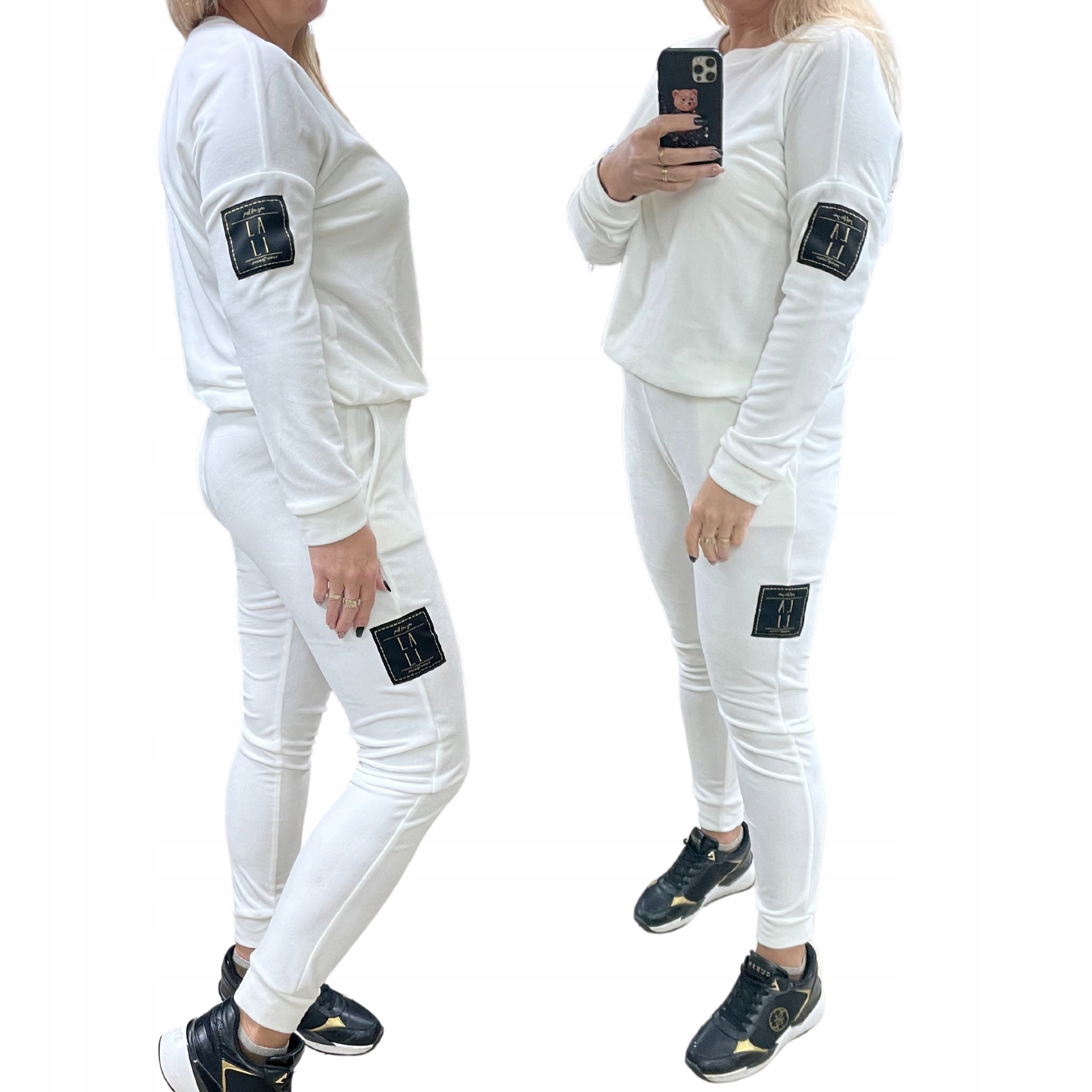 DS77 LOGOWANY DRES WELUROWY ŚMIETANKOWY R.S Marka LaLi