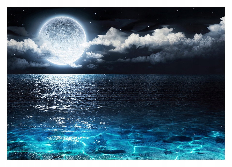 Fototapeta 3D księżyc noc morze 416x290 F00499