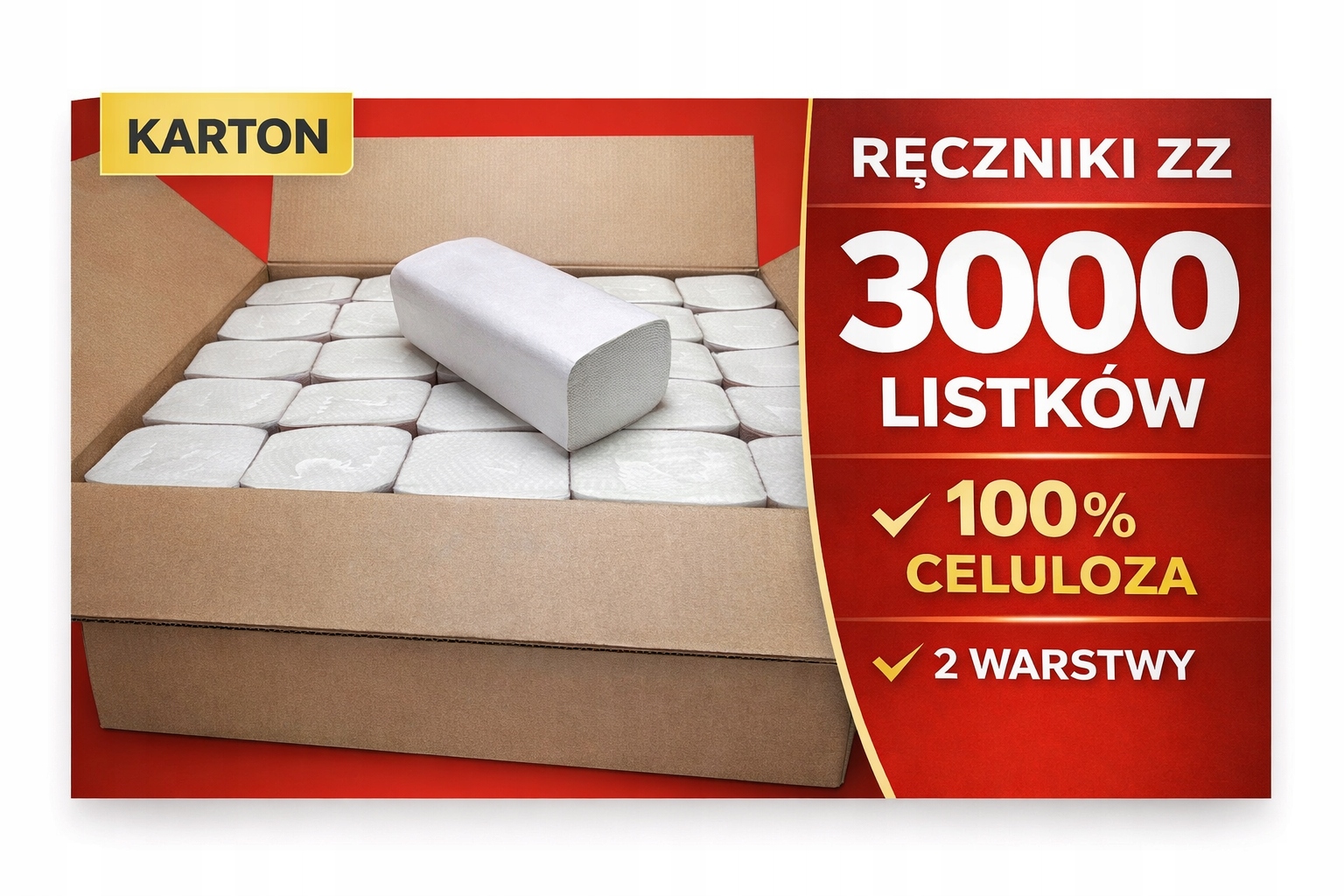 Ręcznik Papierowy Zz składany biały Dwie Warstwy 20op celuloza 3000 listków