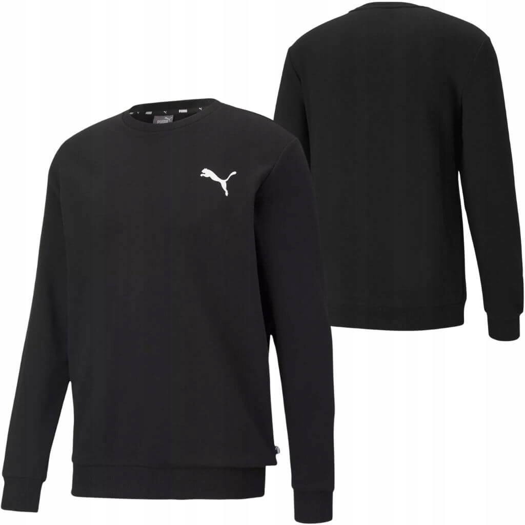 pánská mikina Puma Ess Logo Crew, černá, sportovní klasika, bez kapuce , velikost S