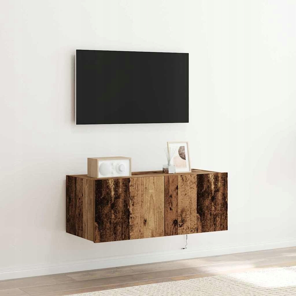 Rtv skříňka s Led světly Staré dřevo 80x35x31 cm