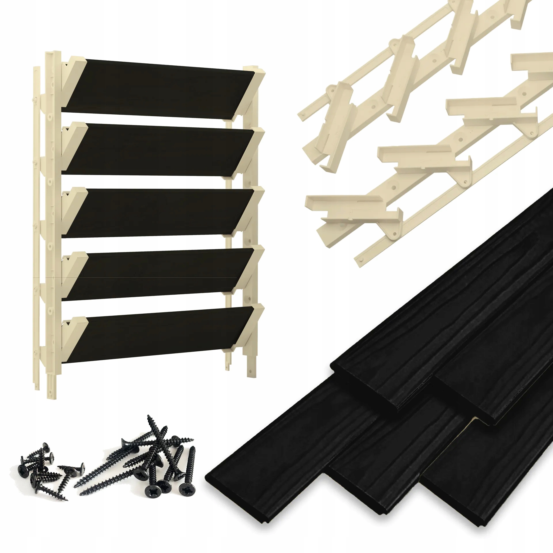 Pohyblivé čierne dosky 5 ks Shutters System Hdpe Terasové žalúzie Béžová