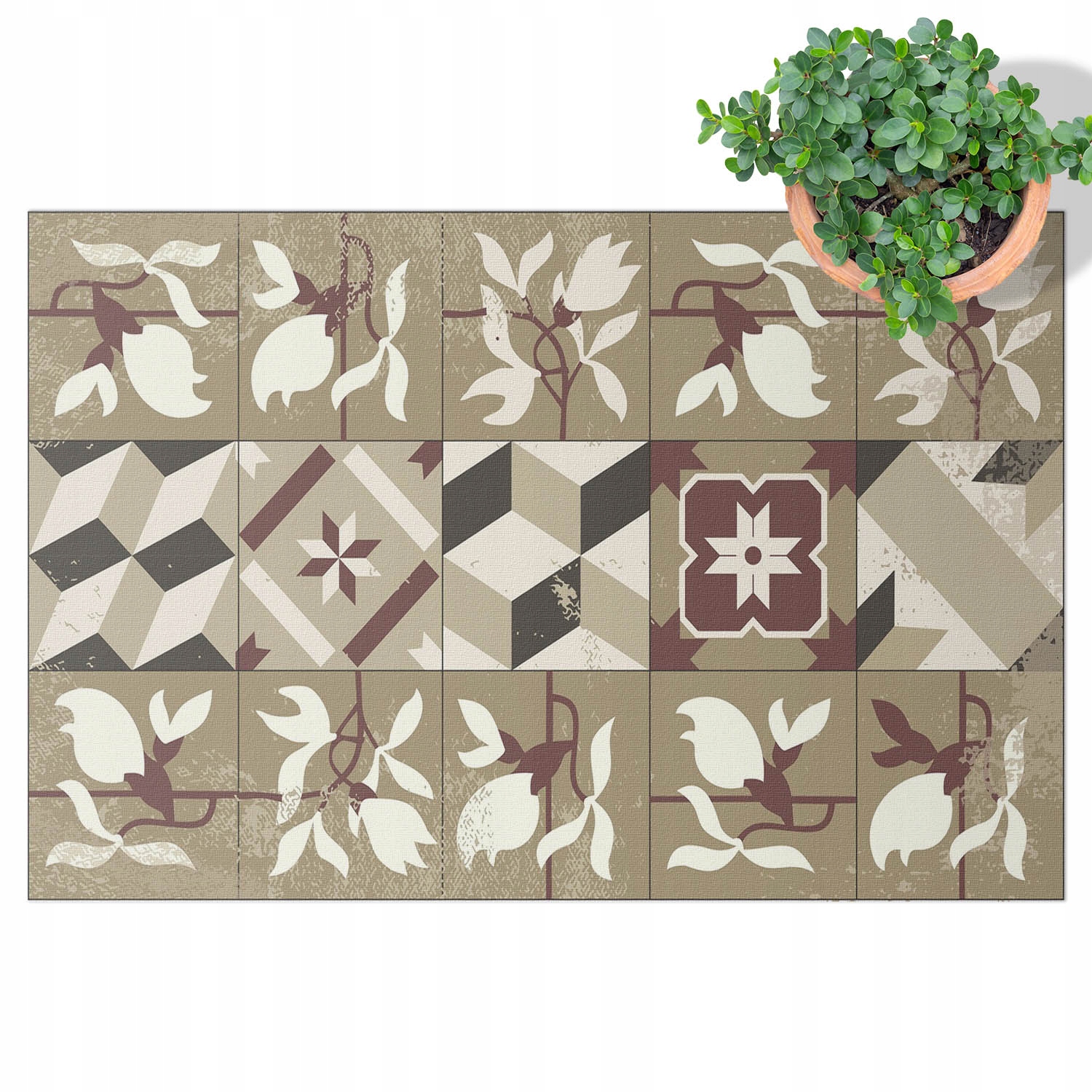 Vinylový Koberec z Pvc Odolný vůči vodě Terasa Balkon Zahrada Malé kosočtverce 80x120