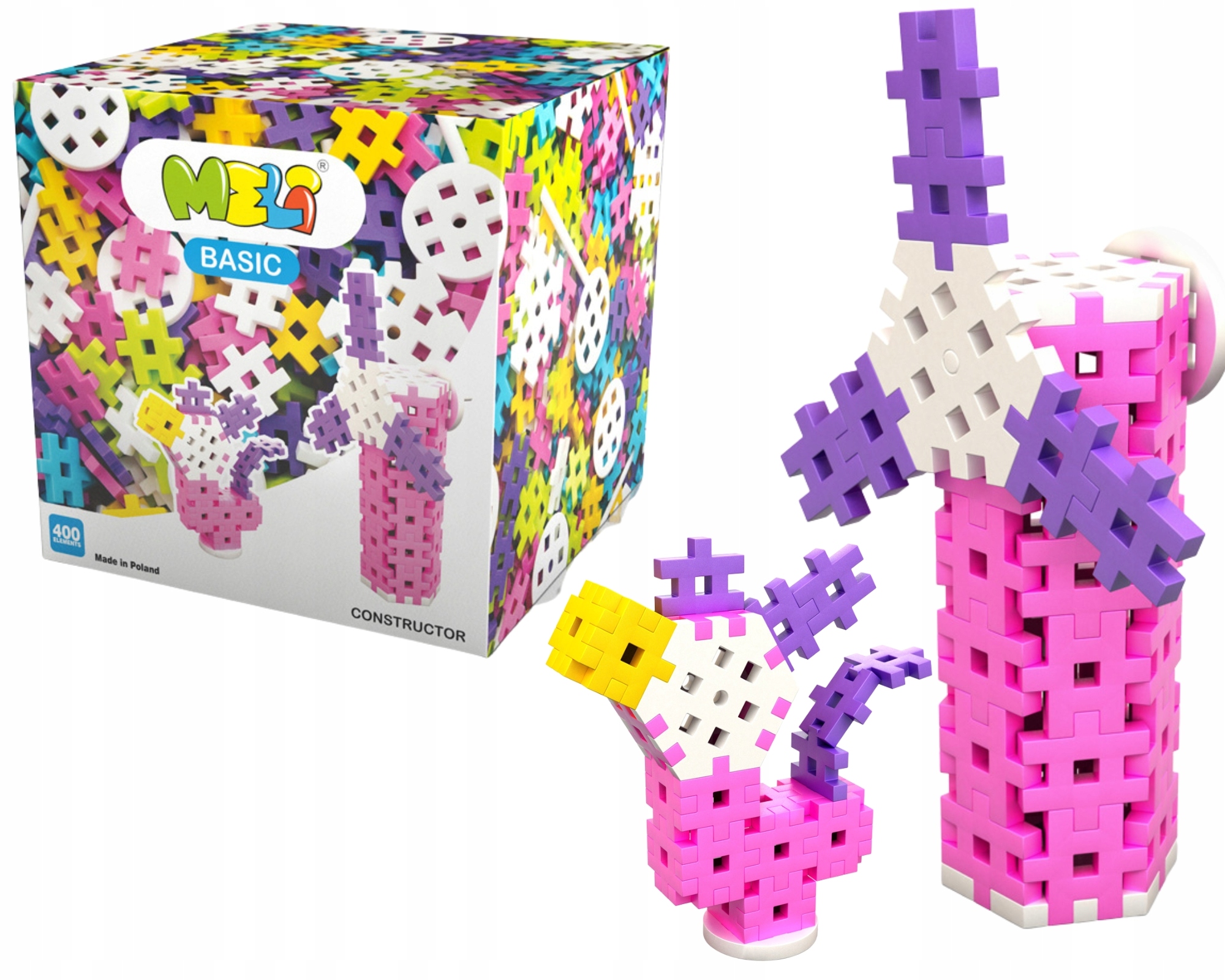 

Klocki Meli Wafle Constructor Pink 400 El.