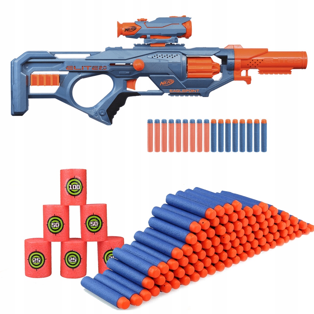 PISTOLET NERF Snajperka ELITE 2 EAGLEPOINT DODATKI CELE STRZAŁKI