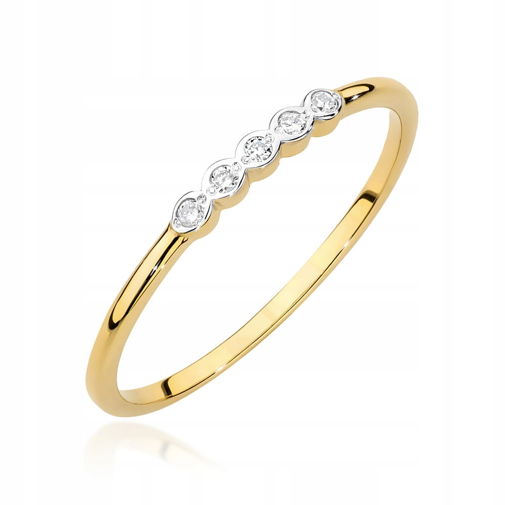 Zlatý prstýnek 585 s 0.04 ct diamanty pro zásnuby, lesklé šperky