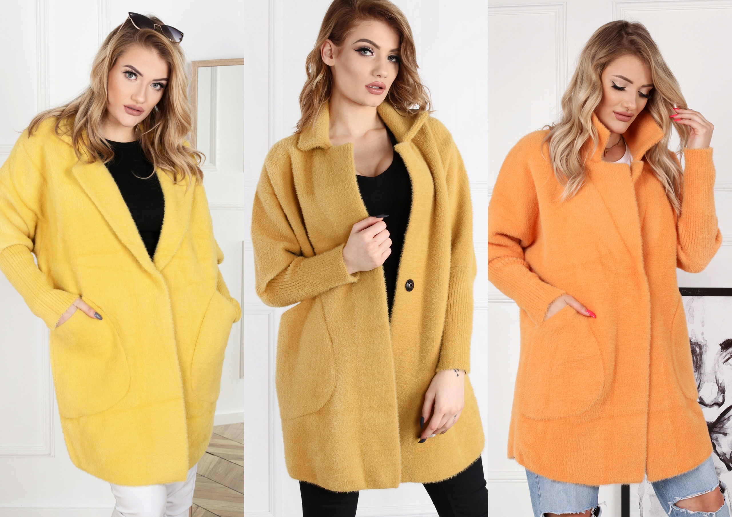 PŁASZCZ KURTKA PARKA SWETER NARZUTKA ALPAKA CIEPŁA WYGODNA KOBIECA KOLORY Kolor wielokolorowy