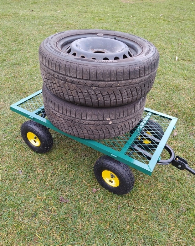 WÓZEK OGRODOWY Transportowy Przyczepka Duży 220L 350kg Burty 41cm + GRATIS