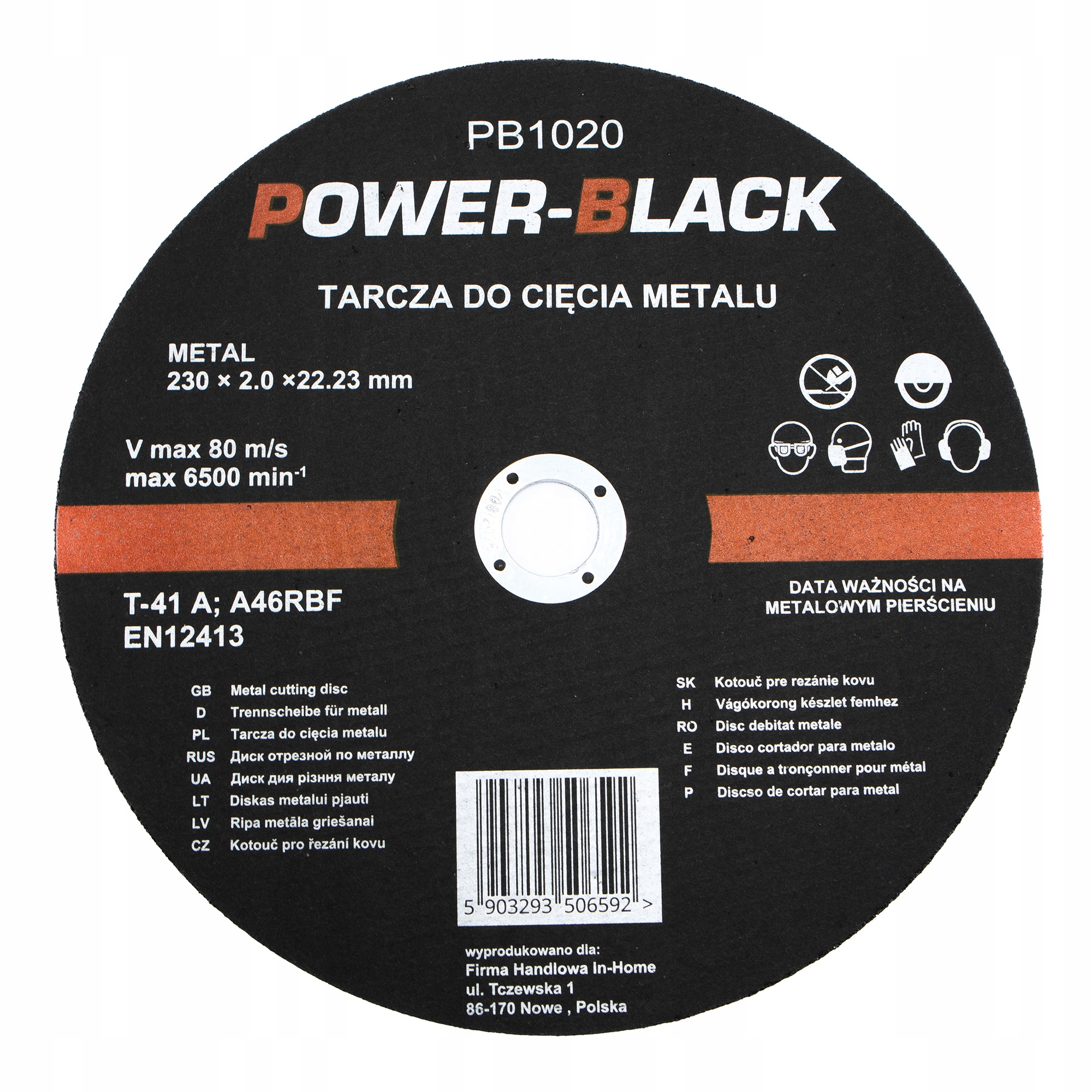 TARCZA DO CIĘCIA METALU, STALI ALUMINIUM 230x2.0MM Marka Power-Black