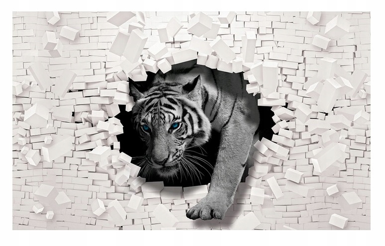 Fototapeta Tiger Optická Mur Tehla 3D 416x254