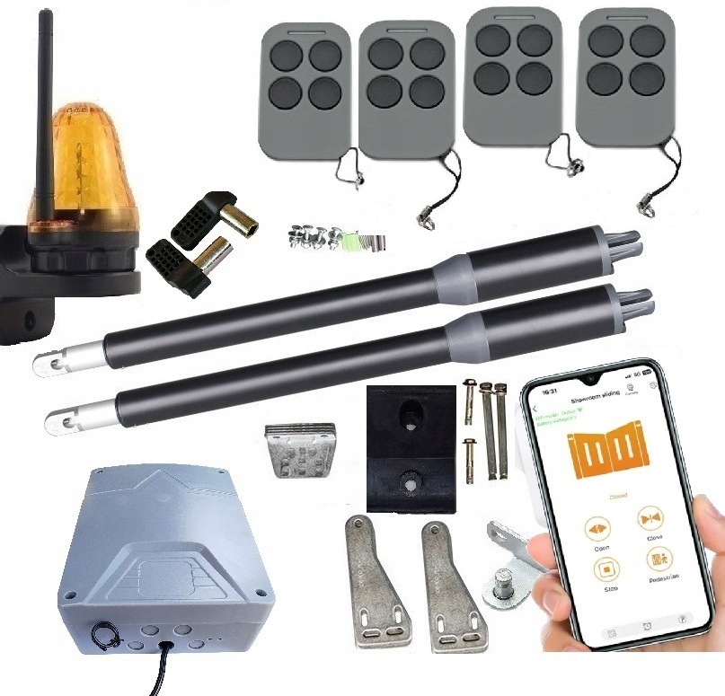 Automat Napęd Bramy Dwuskrzydłowej Home PowerMax 4 Piloty Lampa WiFi Smart
