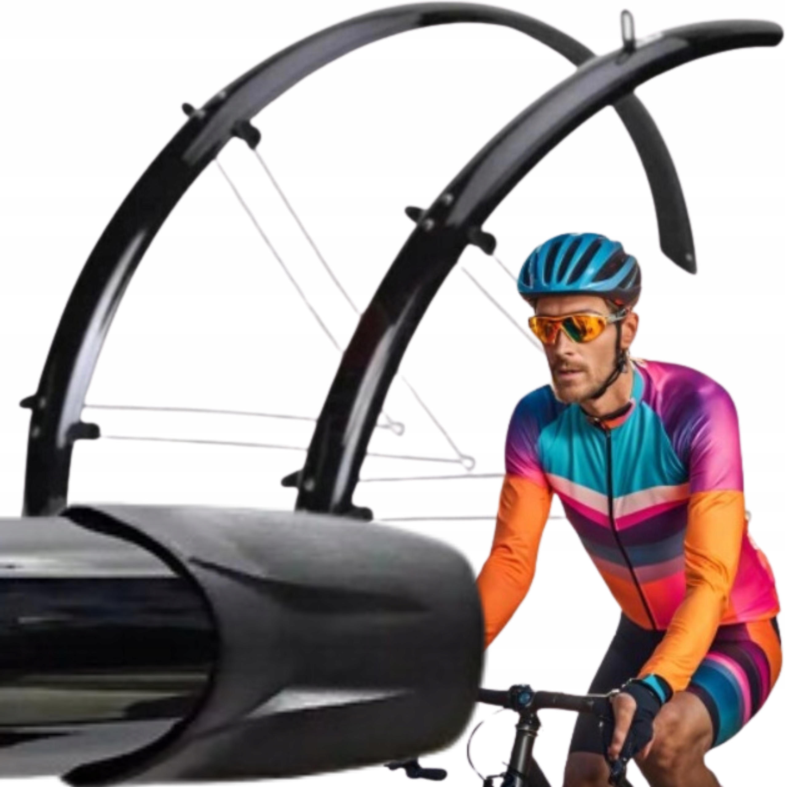 Błotniki Rowerowe 26'' Orion Italy Czarne z Chlapaczem 2024 Wytrzymałe Styl