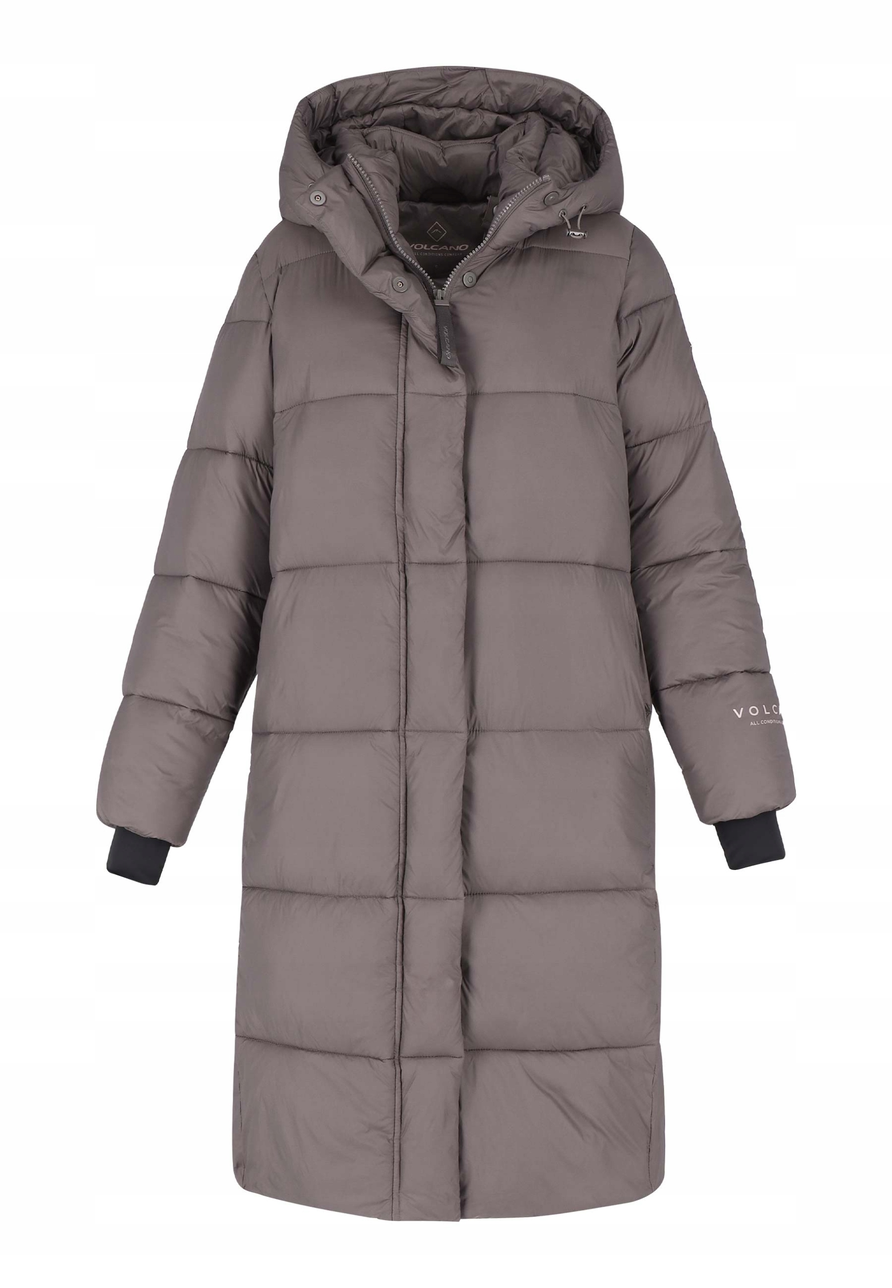 まこ DAMSKI DŁUGI PIKOWANY PŁASZCZ BRĄZOWY VOLCANO J-MACADAMIA XXL