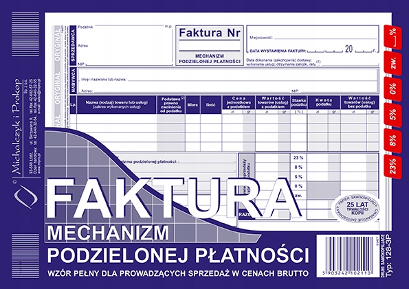 

Faktura mechanizm podzielonej płatności A5 128-3P