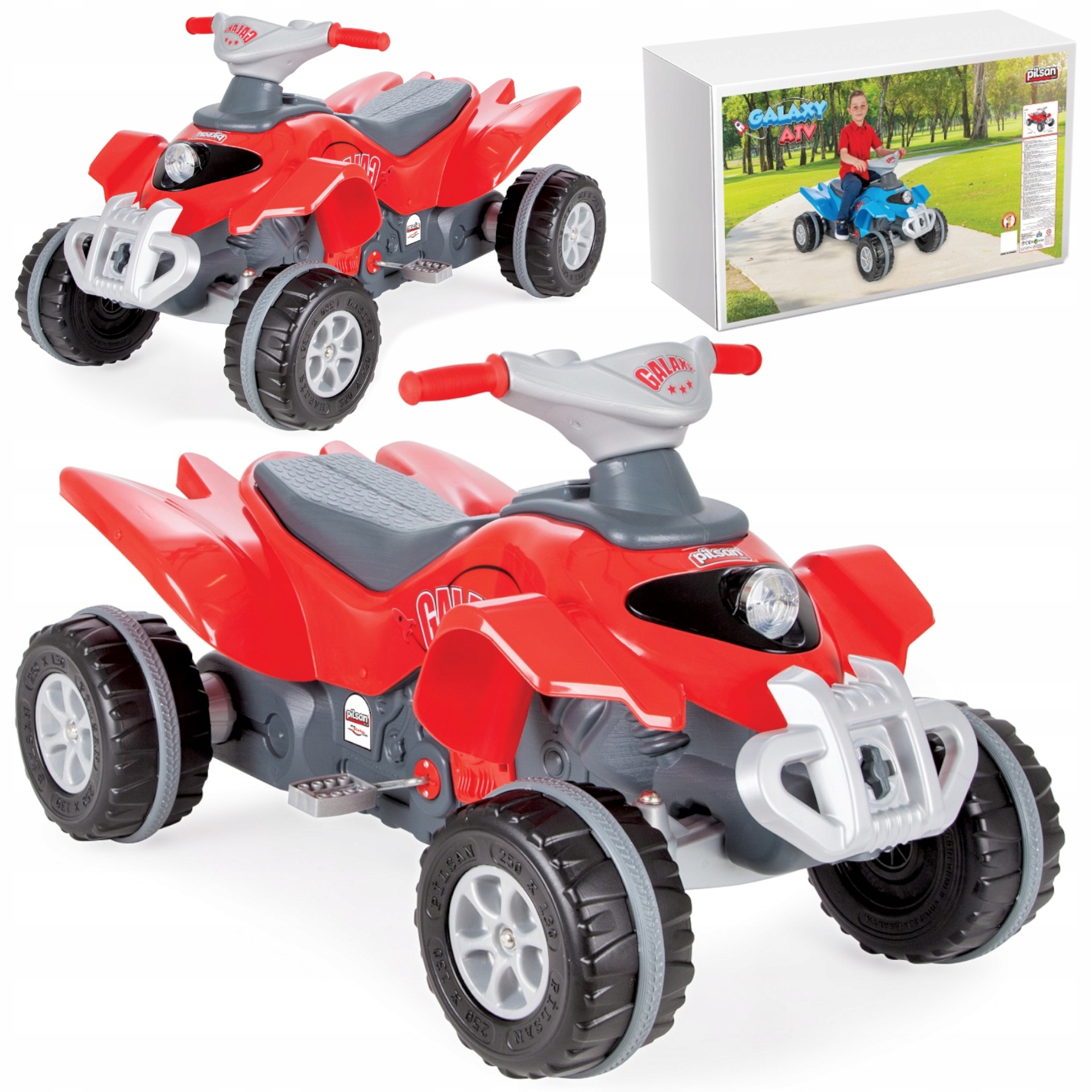 Quad na Pedały Dla Dziecka 3+ Czerwony Mały 100cm Klakson Do 35KG Pilsan