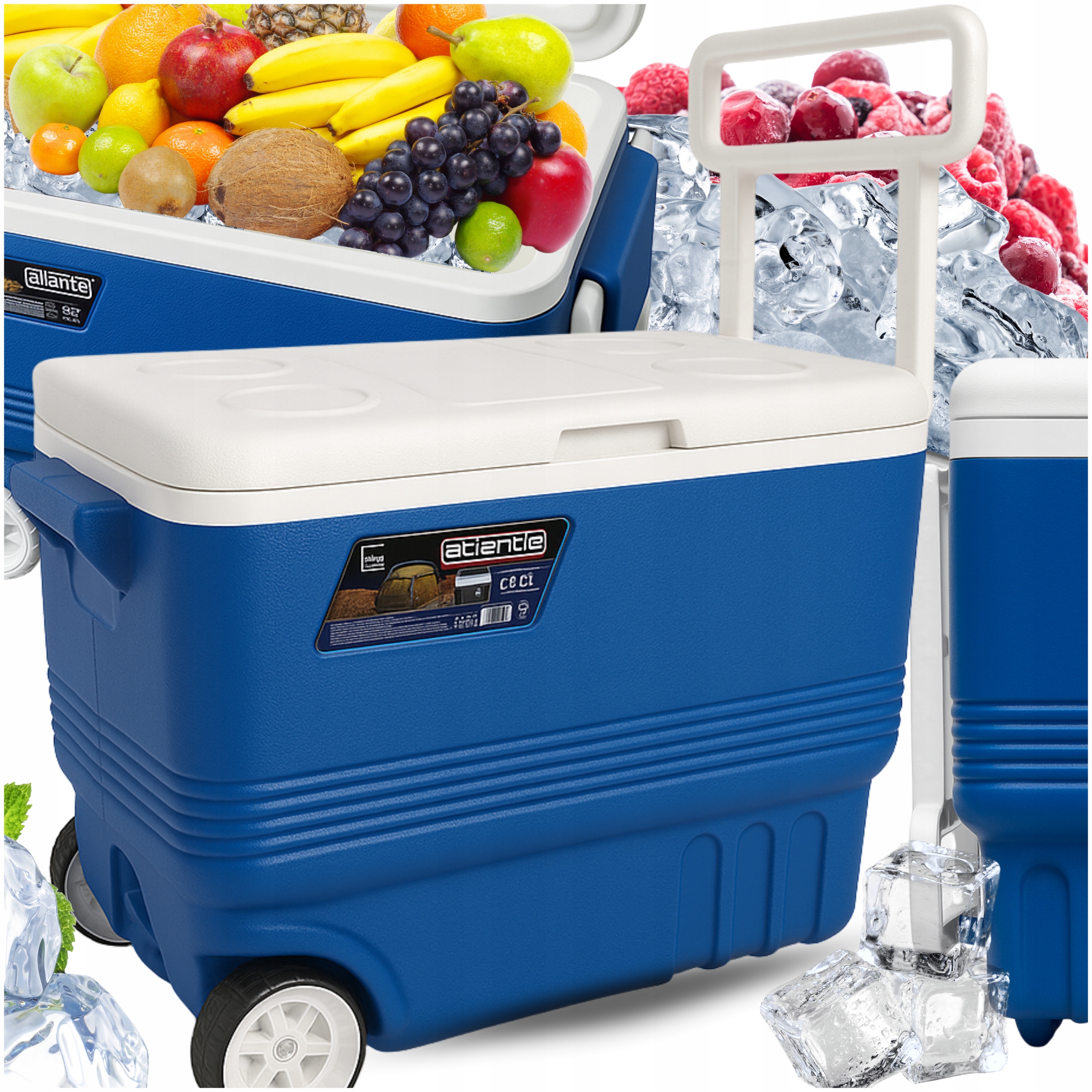 Duża Lodówka Turystyczna 45L na Kółkach do Auta kamper Podróż na wyjazd