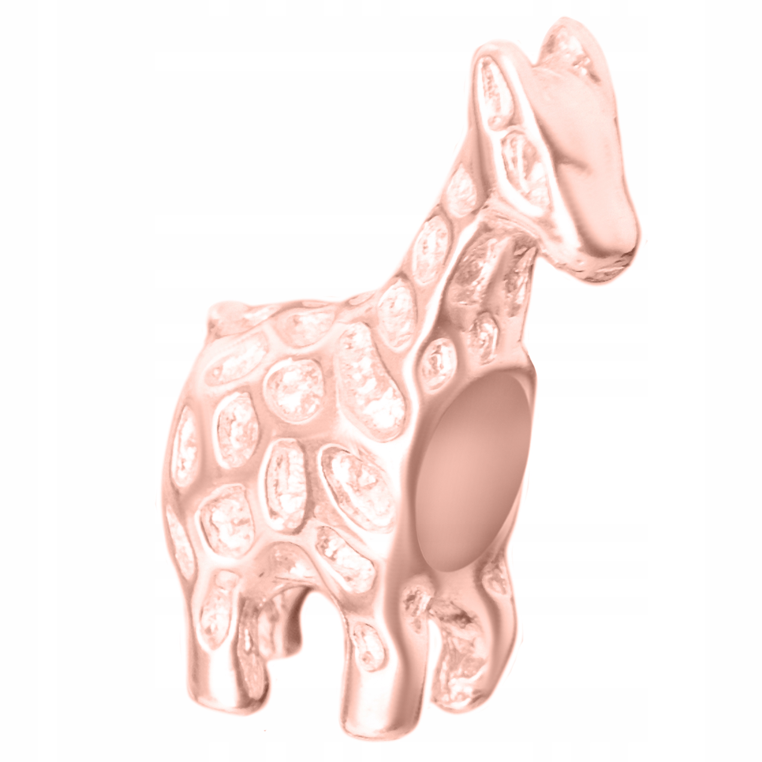 Růžový korálek Charms s žirafou Pozlacený 750 18K Zvíře Afriky Stříbro 925