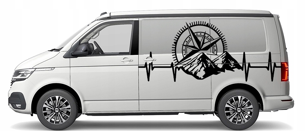 NAKLEJKA Grafika na kamper przyczepę RÓŻA WIATRÓW KOMPAS PULS ŻYCIA 90x214 Producent MGDesign